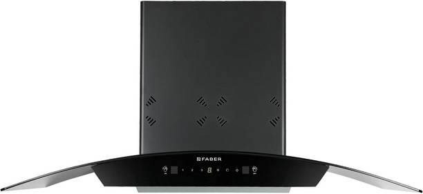 FABER HOOD ORIENT 3D IN HC SC FL BK 90 Auto Clean Curved Glass 90 cm| Touch & Gesture Control| Autoclean| Filterless|Powerful 3 way suction| Low Noise Wall Mounted Black 1250 CMH Chimney