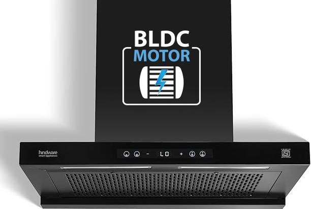 Hindware Smart Appliances Tayla BLDC 75 Auto Clean | T-Shape | Filterless | Touch Control | Motion Sensor | Energy Efficient LED Light | Powerful Suction | Wall Mounted Black 1500 CMH Chimney