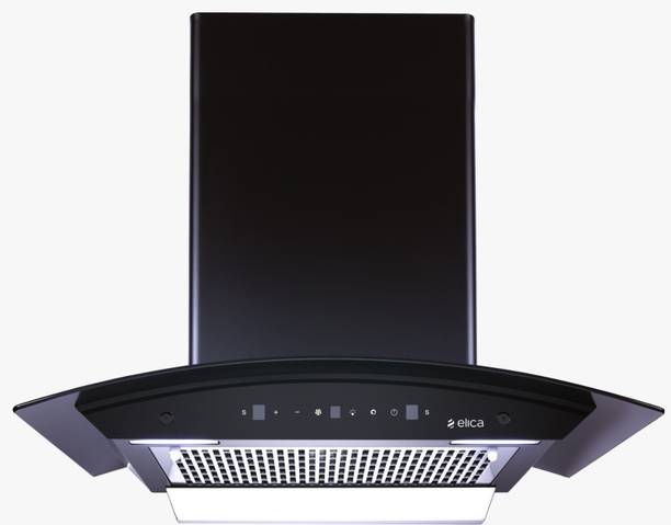 Elica WDFL 600 BLDC HAC LTW MS NERO Auto Clean Curved Glass 60 CM | BLDC Motor | 15 Years Motor Warranty|Heat Autoclean| Gesture Control| Filterless|Powerful Suction | Low Noise Wall Mounted Black 1500 CMH Chimney