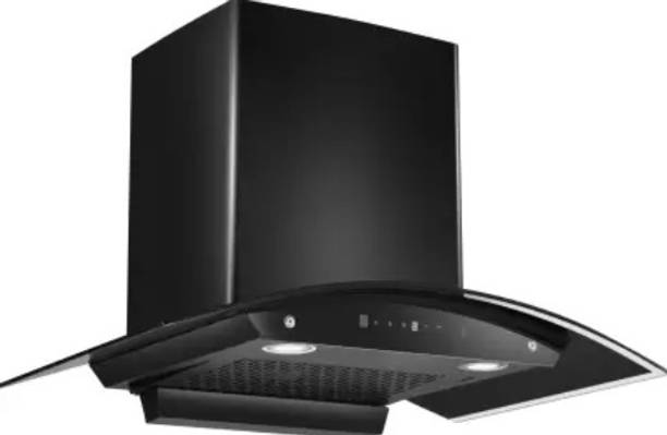 Hindware DIVINA 75CM 1200CMH AUTOCLEAN CHIMNEY WITH MOTION SENSOR ( LAUNCH YEAR 2022 ) Auto Clean Wall Mounted Chimney  (BLACK 1200 CMH)