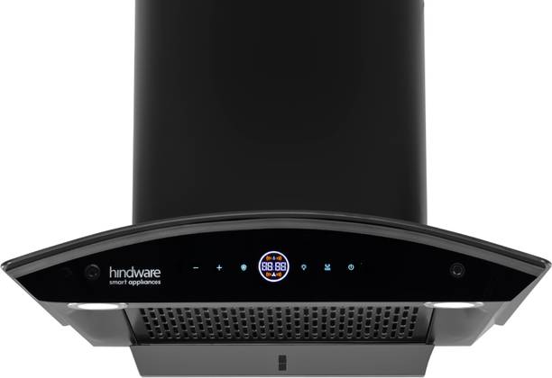 Hindware Smart Appliances Ripple Plus BLDC Autoclean 60 IN Auto Clean | Curved Glass | Filterless | Touch Control | Energy Efficient LED Light | Powerful Suction | Wall Mounted Black 1600 CMH Chimney