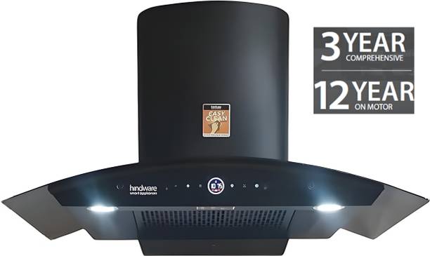 Hindware CELESIA BLDC 90CM 1600CMH; ENERGY EFFICENT MOTOR WITH MOTION SENSOR (YEAR 2025) Auto Clean Wall Mounted BLACK 1600 CMH Chimney