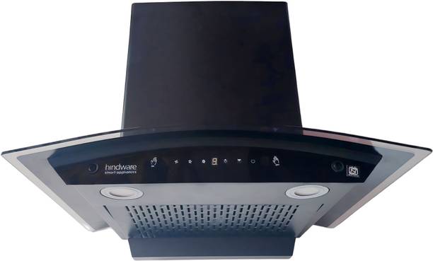 Hindware CHROMIA BLK RSN AC 60 | Filterless | 3 Speed Gesture Control | Thermal Auto Clean Wall Mounted Chimney (Black 1200 CMH)