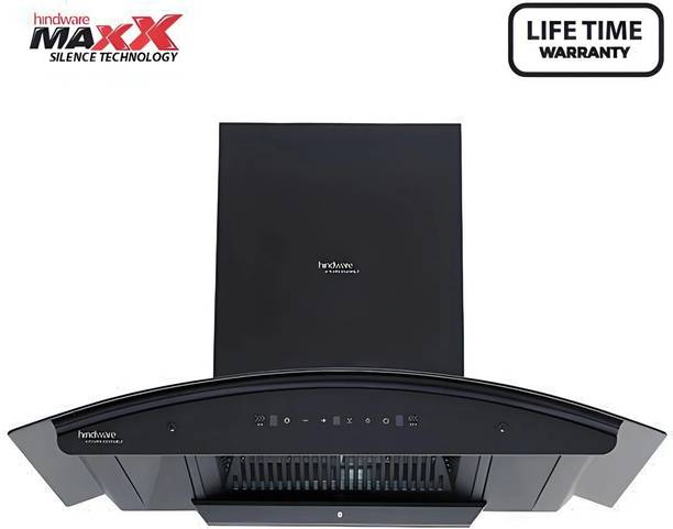 Hindware ZINNIA BLK 90 | MaxX SILENCE CHIMNEY | Filterless | 4 Speed Gesture Control | 1350 CMH 90 cm Auto Clean Chimney