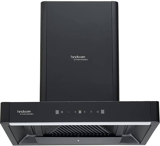Hindware Optimus Blk 60 cm Maxx Silence Autoclean Chimney 1350m3/hr Auto Clean Wall Mounted Black 1350 CMH Chimney