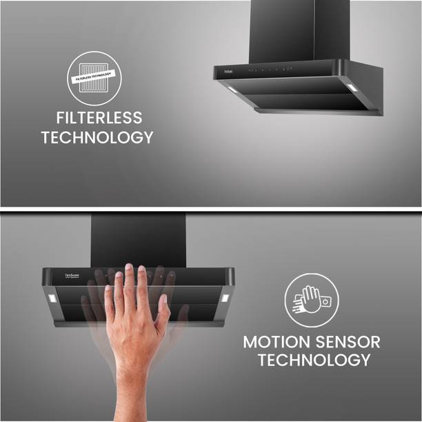 Hindware Delecia Autoclean 75 Auto Clean Wall Mounted Chimney  (Black 1350 CMH)