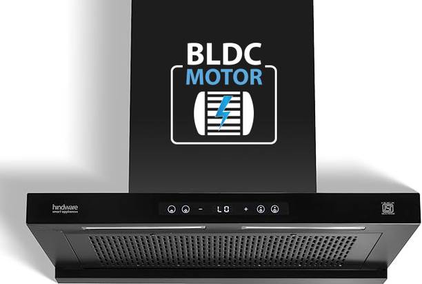 Hindware Smart Appliances Tayla BLDC 90 Auto Clean | T-Shape | Filterless | Touch Control | Motion Sensor | Energy Efficient LED Light | Powerful Suction | Wall Mounted Black 1500 CMH Chimney