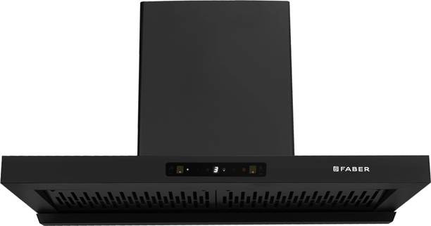 FABER Hood Coral BLDC HC SC FL BK IN 90-T Auto Clean Wall Mounted BLACK 1500 CMH Chimney