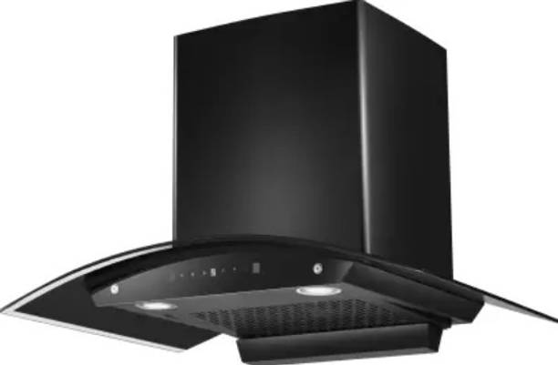 Hindware DIVINA 75CM 1200CMH AUTOCLEAN CHIMNEY WITH MOTION SENSOR ( LAUNCH YEAR 2022 ) Auto Clean Wall Mounted Chimney  (BLACK 1200 CMH)