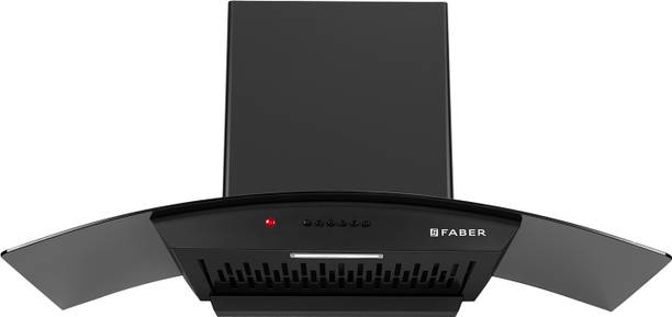 FABER HOOD SYDNEY PRO IN HC PB FL BK 90 Auto Clean Curved Glass | Push Button| Autoclean| Powerful Suction |Filterless Technology| Low Noise Wall Mounted Black 1100 CMH Chimney