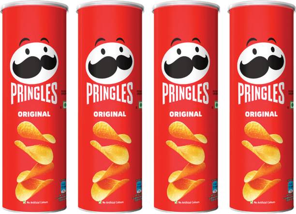 Pringles Potato Chips Original Pack of 4, Salted Flavor, Crispy Snack for Game Nights Chips (4 x 107 g)