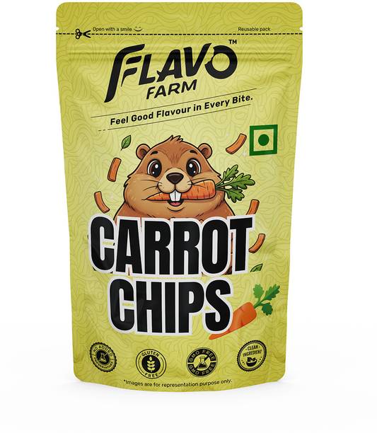 FlavoFarm Carrot Chips Indian Masala Flavour - Crunchy & Spicy Healthy Snack Chips