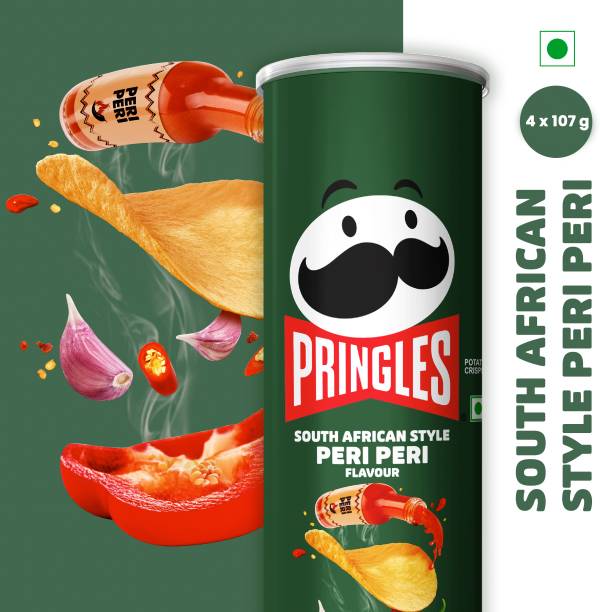 Pringles Potato Chips Peri Peri Flavor Pack of 4, Crispy Snack for Movie & Game Nights Chips
