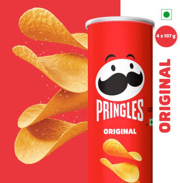 Pringles Potato Chips Original Pack of 4, Salted Flavor, Crispy Snack for Game Nights Chips