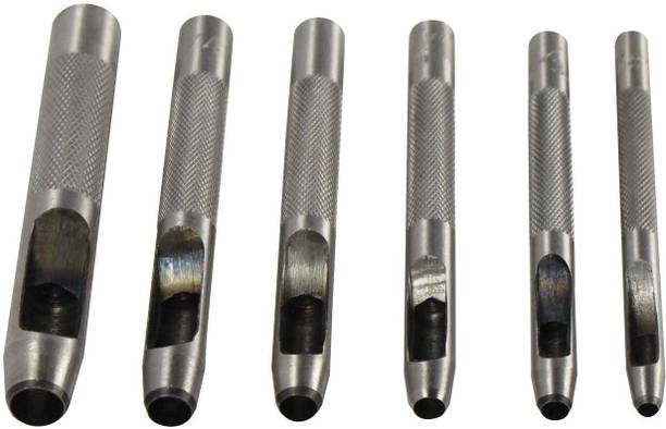 AASONS AASONS Hollow Round Leather Hole Punch 6 Pcs Set for Leather Watch Band, Leather, Gasket Belt, Fabric, Canvas Paper Plastics 1/8" to 5/16" (3mm to 8mm) Combination Chisel Set
