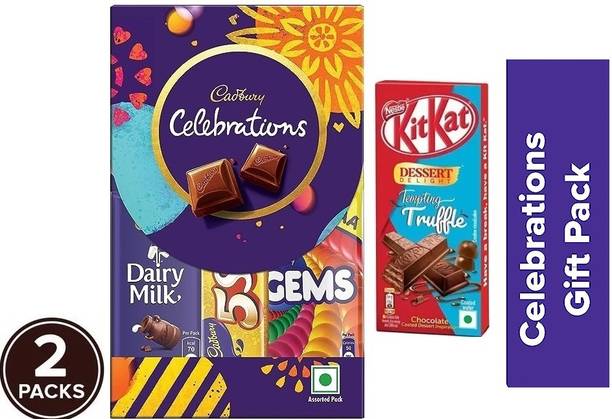 Cadbury Celebrations 60g & Kit Kat Dessert Tempting Truffle 50g Celebrations Rakhi Gift Bars