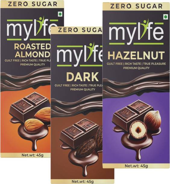 Mylife Zero Sugar Hazelnut, Roasted Almond & Dark Chocolate Combos - No Added Sugar Bars