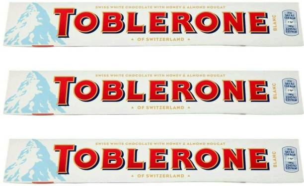 Toblerone SWISS WHITE CHOCOLATE WITH HONEY & ALMOND NOUGAT CHOCOLATE Bars