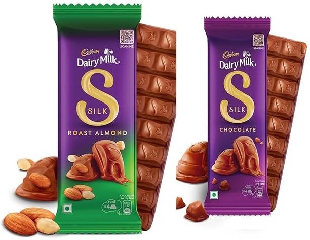 Cadbury Silk Roast Almond 58g & Silk Chocolate Bar 60g Bars