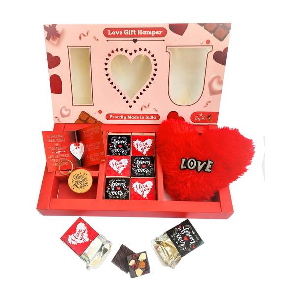 Expelite I Love you gift Chocolates Heart Pillow greeting card Keychain ring Boys Girls Paper Gift Box