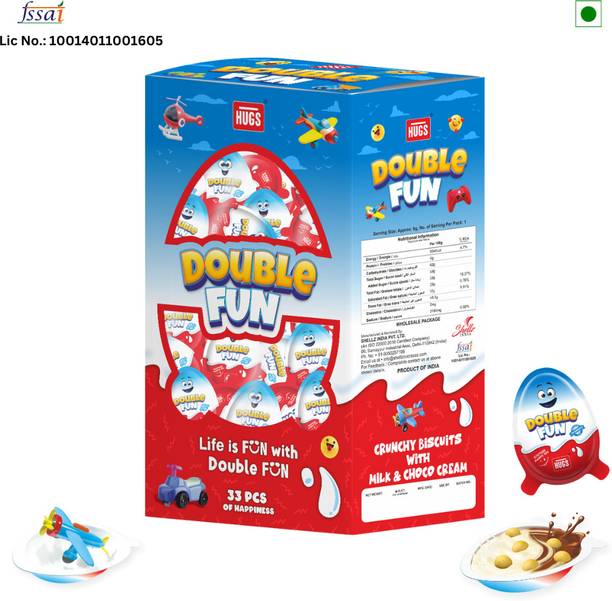HUGS Double Fun Chocolate Eggs & Surprise Toy | Loved by Kids, Tasty Chocolate Snacks Crackles