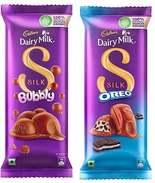 Cadbury Dairy Milk Silk Bubbly Chocolate & Dairy Milk Silk Oreo Chocolate Bars