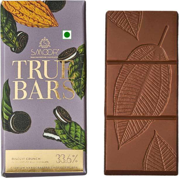 Smoor True Bar Premium Biscuit Crunch Chocolate Bar |33.6% Cocoa Couverture Bars