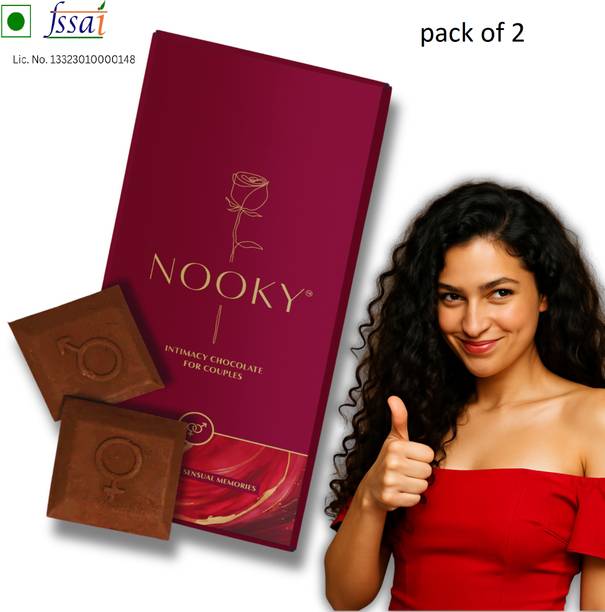 Nooky Premium Quality Mood-Uplifting Dark Chocolate for Couples 2pcs Bars