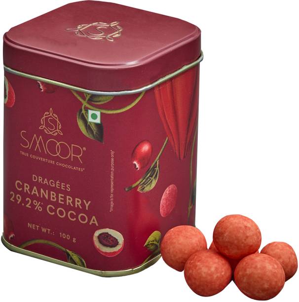 Smoor Premium Chocolate Coated Cranberry Dragees| Creamy Dark Couverture Chocolate Truffles, Bites