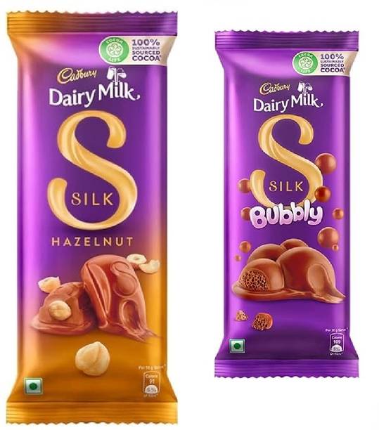 Cadbury Hazelnut Chocolate & Silk Bubbly Chocolate Bars