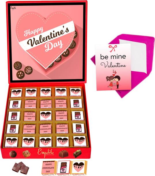Expelite Send Valentine Chocolate Gift For Wife 25 Chocolates, Chocolate Gift For Valentines Day Bars