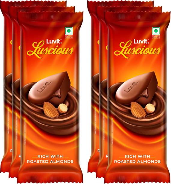 LuvIt Luscious Roasted Almonds Chocolate | Multipack | Deliciously Smooth Bars