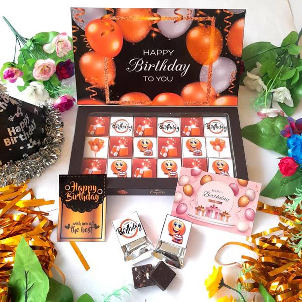 Expelite Celebration Metallic Balloons Theme Birthday Gift Box -18 pc Birthday gift for friend Bars