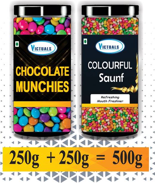 Victuals Chocolate Munchies & Colourful Saunf Combo ( 250gm each ) For Cake Decoration | Truffles