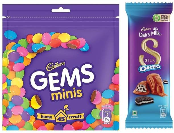 Cadbury Gems Chocolate & Silk Oreo Chocolate Bars