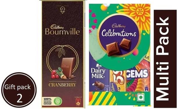 Cadbury Bournville Cranberry Dark Chocolate Bar 80g & Celebrations 62g pack of 2 Bars