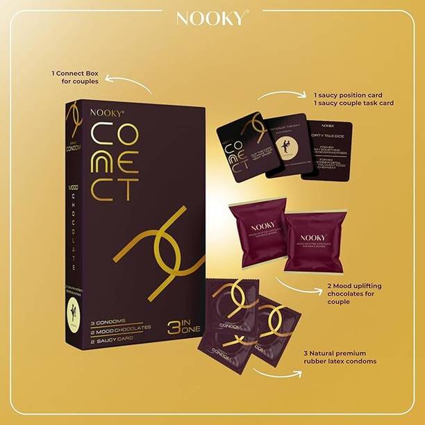 Instaeats Nooky Romance Kit – Condoms, Mood Enhancing Chocolates & Fun Cards | Pack of 1 Bars