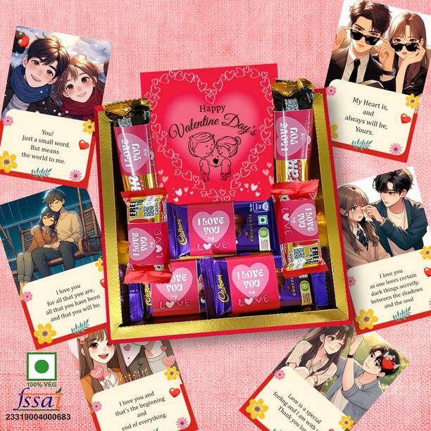 Chocoloony Love You Chocolate Gift Box For Valentine Day with Love Message Cards Paper Gift Box