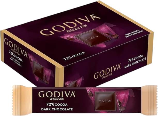 Godiva Belgium 72% Dark Chocolate – 3+1 Free Pack, Premium Rich Cocoa, (32g x 4) 128g Bars