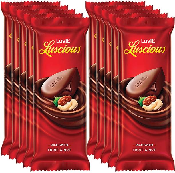 LuvIt Luscious Fruit & Nut Chocolate | Multipack | Deliciously Smooth | Bars