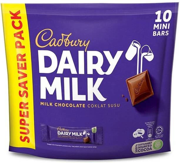 Cadbury Dairy Milk Mini Bars 12.5g × 10 – Creamy Milk Chocolate Pack | Bars