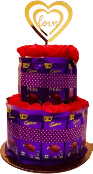 Cadbury Dairy Milk| Tissue Flowers| I Love You Cake Topper Combo Bars