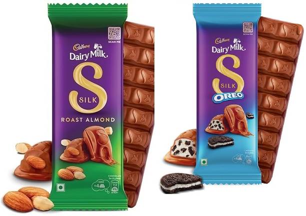 Cadbury Silk Roast Almond Chocolate 143 g & Silk Oreo 60g Bar Gift Pack