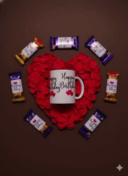 Cadbury Happy Birthday gift Chocolate hamper 7 pcs| with cup gift Daily milk Bars, Truffles