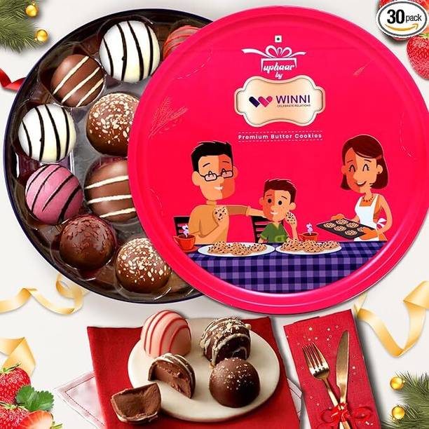 WINNI CELEBRATE RELATIONS Deluxe 30 Pcs Chocolate With Tin Box Gift Pack, Chocolate Hamper & Gourmet Gifts Truffles