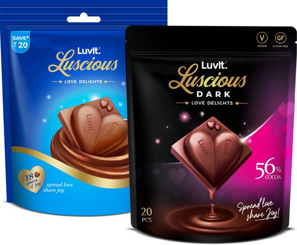 LuvIt Luscious Love Delights Dark & Milk Chocolate Combo Pack | Homepack | Gift Combo| Bars