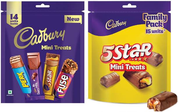 Cadbury Assorted Mini Treats Chocolate127g & 5 Star Mini Treats Chocolate Bars144g Bar Gift Pack