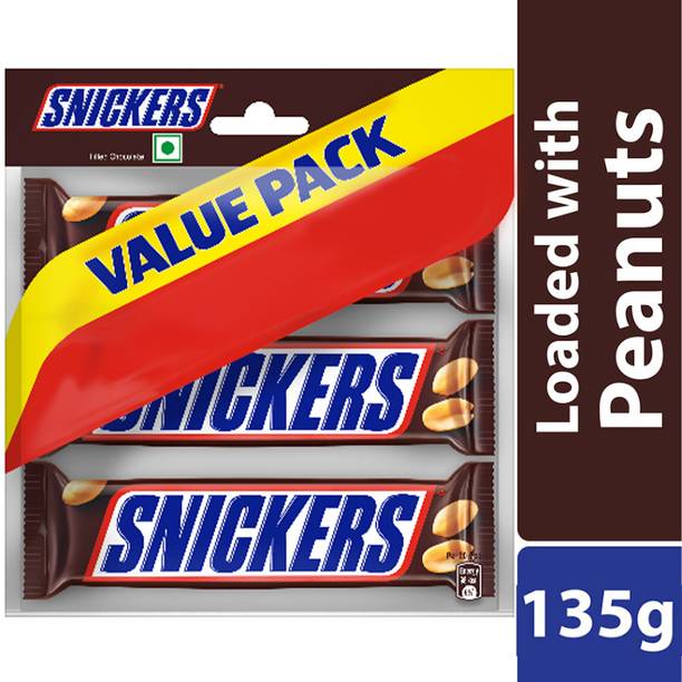 SNICKERS Peanut Filled Chocolate Value Pack | 3 Peanut Chocolate Bars Bars