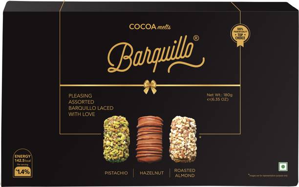 BARQUILLO Premium Chocolate Assorted Gift Box - Hazelnut, Pistachio and Roasted Almonds Bites