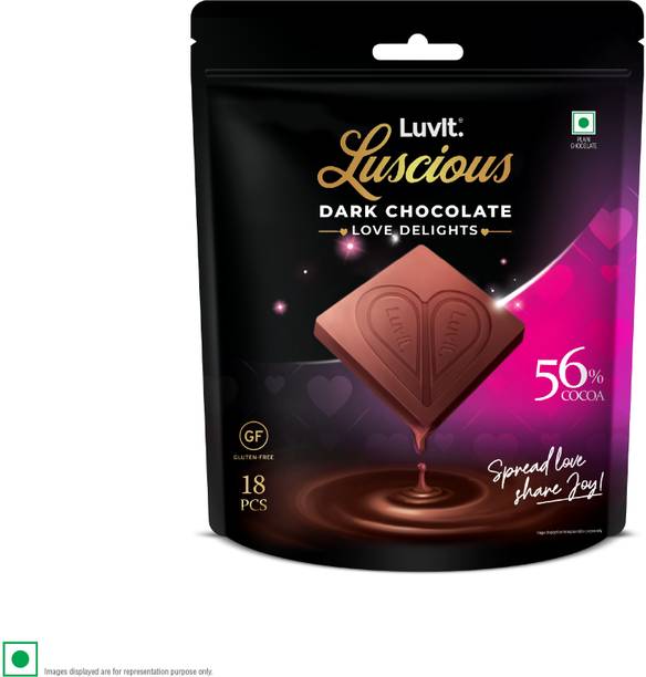 LuvIt Luscious Dark Love Delights-Heart Shaped Dark Chocolate|Valentine's Gift of Love Bar Gift Pack